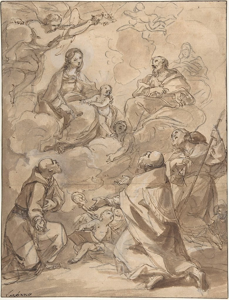 La Sacra Famiglia appare a San Francesco, Sant'Agostino e San Rocco - Metropolitan Museum of Art